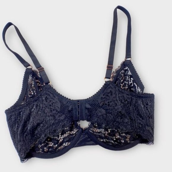 Savage X Fenty Alien animal Unlined Lace Plunge Bra Black Size 36DDD - Picture 2 of 10